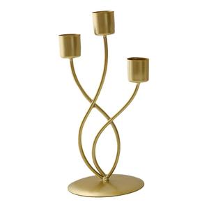 Candelabro árabe vintage de latón de alta calidad con tres brazos y acabado pulido para decoración de mesa en el hogar. - Product Image 2