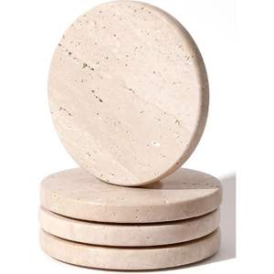 Ensemble de 4 sous-verres classiques en céramique beige, absorbants, écologiques, réutilisables - Product Image 1