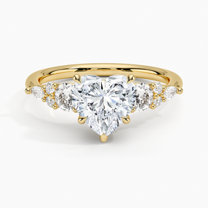 Bagues de fiançailles en diamant taille cœur, style Art Déco vintage, or jaune 14 carats, bagues de mariée tendance cette saison 2026 - Product Image 1