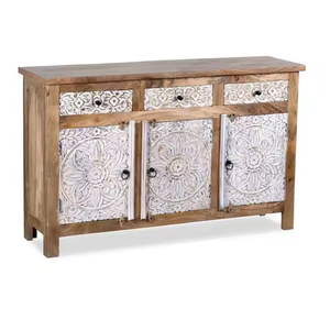 Porte de buffet industrielle moderne de grande taille en bois de qualité supérieure Mobilier de salon élégant fait à la main avec application de salle à manger - Product Image 2