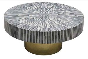 Mesa de centro de madera maciza hecha a mano india, diseño moderno, incrustaciones artísticas de hueso, característica para interiores de decoración del hogar de tendencia lujosa - Product Image 5