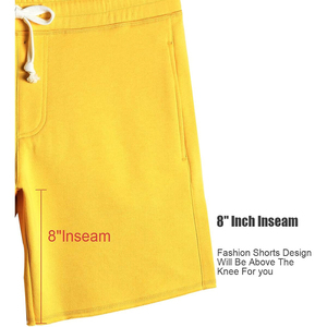 กางเกงขาสั้นผ้าฟลีซสำหรับผู้ใหญ่สำหรับวิ่งจ๊อกกิ้งผ้าคอตตอนโพลีเอสเตอร์สีเหลืองสำหรับผู้ชาย - Product Image 3