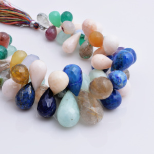 พลอยหลากชนิด 8 นิ้ว ทรงหยดน้ำเจียระไน สำหรับทำเครื่องประดับชั้นดี - Product Image 1