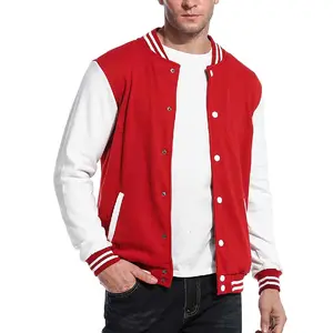 素红色私人标签热卖优质莱特曼大学夹克个性化时尚男士大学夹克
