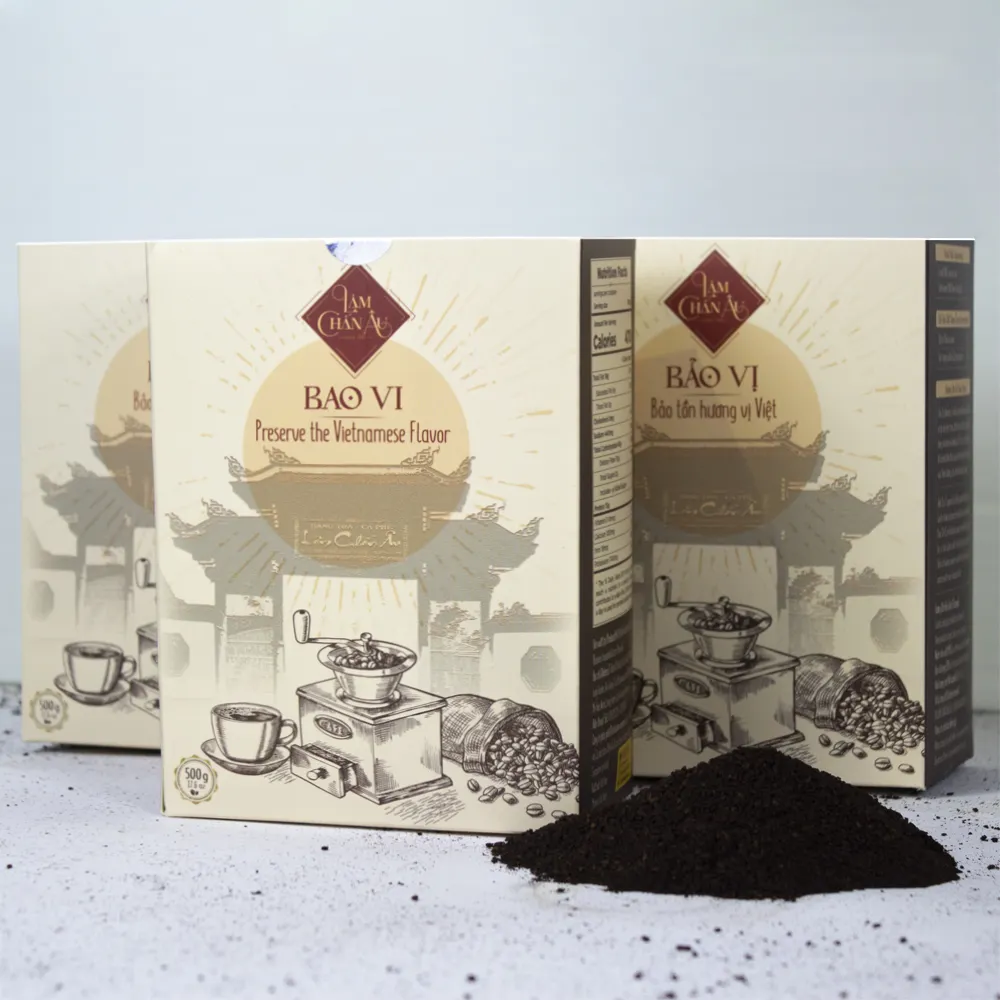 القهوة السوداء Bao Vi المستخدمة مع الماء المغلي تعبئة الخدمة المخصصة للتعبئة التقليدية من القهوة الفيتنامية حزمة المورد جذابة