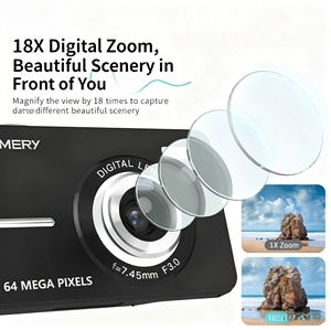 Compact Point Shoot Digital <b>Camera</b> 20x Zoom 4K Video Recording 50MP CMOS Sensor SD Card 2.7 Inch LCD Face Detection Lithium - Product Image 2