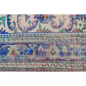 Alfombra Turca Vintage Pequeña de 2,1x4,5 pies, Alfombra de Lana Azul Roja Ombré - Product Image 5