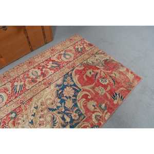 Vintage Rug, Accent 3.3x6 ft Turkish Rug, <b>Red</b> Southwestern <b>Wool</b> Rug - Product Image 5