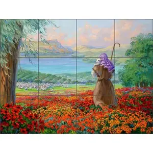 Mikki Senkarik Art Mural de cerámica MSA286 Pastor Paisaje Azulejo Backsplash Murales de pared - Product Image 1