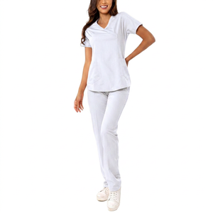 Conjuntos de Uniformes Quirúrgicos Unisex de Manga Corta, Tejidos en Spandex/Poliéster, Color Morado, Material Puro, Personalizables, para Doctores de Hospital - Product Image 2