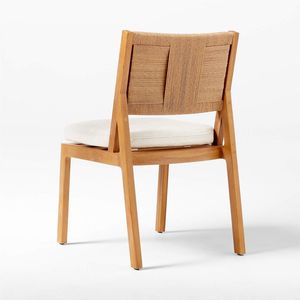 Cravanga Outdoor <b>Chair</b> with <b>Teak</b> and Rope Backrest Custom Color Cushion by Aqmafurniture Jepara Indonesia for Dining Hotel Use - Product Image 4