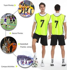 Paquete de 12 Chaleco de entrenamiento de scrimmage, ropa de fútbol juvenil para adultos, camisetas de pinnies y Baberos de práctica numerados para jugadores de fútbol - Product Image 5