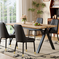 Vente en gros de meubles de chambre en placage pour la maison ou l'hôtel Ensemble de table à manger design moderne avec dessus en MDF et pieds en métal