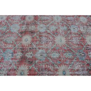 6.2x10.4 ft Turkish Rug, Vintage Rug, <b>Red</b> Check <b>Wool</b> Rug - Product Image 5