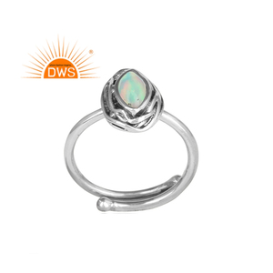 Latest Design Oxidized <b>Sterling</b> <b>Silver</b> Natural Ethiopian Opal Gemstone <b>Adjustable</b> <b>Ring</b> Jewelry Manufacturer - Product Image 1