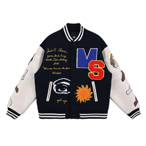 Chaqueta universitaria de algodón personalizada al por mayor con forro de poliéster, diseño de botones, chaqueta de béisbol de talla grande para invierno - Product Image 6