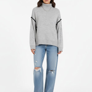 Breathable Women's Custom Anti-Pilling Vintage Winter Pullover Hoodie Wool Blend Casual Workout Sweatshirt <b>Tops</b> <b>Mock</b> <b>Neck</b> Collar - Product Image 3
