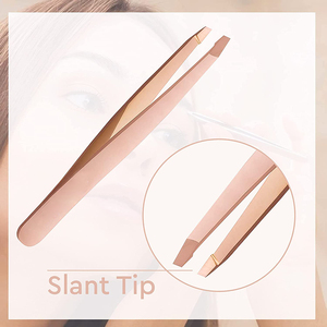 Pince à épiler inclinée couleur or rose pour l'épilation, la mise en forme des sourcils et l'épilation à la cire, avec étui - Product Image 4