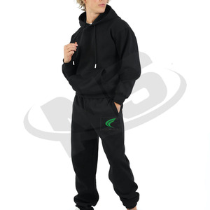 Survêtements d'hiver personnalisés pour hommes, respirants, à faible MOQ, en molleton uni, deux pièces, pour le sport - Product Image 2