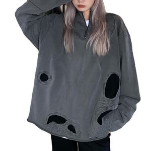 Sweat-shirt personnalisé lourd à faible MOQ, design tendance, sweat-shirt brodé, col zippé, chemise à manches longues, usine - Product Image 1