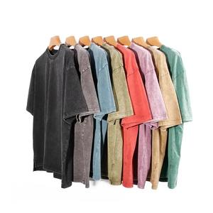 T-shirt vintage personnalisable 100% coton pour hommes, poids lourd, lavage à l'acide 250Gsm, coupe surdimensionnée, vêtements vierges de haute qualité - Product Image 1