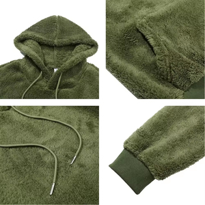 Sudadera con capucha de lana de peluche para hombre, sudaderas gruesas de poliéster Sherpa para exteriores, ropa de invierno hecha en fábrica - Product Image 6