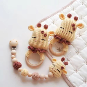 Prix super bon marché pour l'ensemble Crochet jouets faits à la main pour bébé jouets 6-12 mois Crochet girafe Lovey Amigurumi bébé - Product Image 1