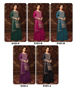 Costumes de broderie de créateur non cousus vêtements indiens et pakistanais disponibles à un prix abordable pour l'exportation en vrac - Product Image 5