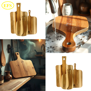 Ensemble de planches à découper en bois d'acacia de qualité supérieure, poignée, trou de suspension, écologique, lavable au lave-vaisselle, qualité alimentaire, durable, compatible couteaux - Product Image 6