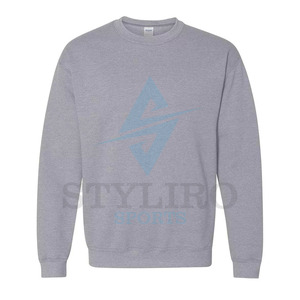 High Quality Regular Fit Cotton Heavy Crew Neck Sweatshirt Custom Logo Embroidery Winter Streetwear Solid Breathable Print XL - Product Image 2