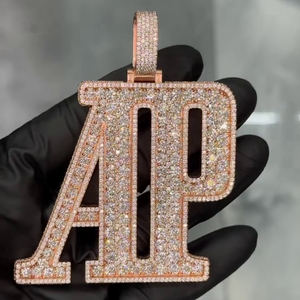 จี้ตัวอักษร AP สั่งทำ | ชุบสีโรสโกลด์925เงิน | ตัดจากเพชรโมอิสซาไนท์ | เครื่องประดับฮิปฮอป - Product Image 5