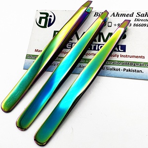 Pinzas profesionales para cejas de acero inoxidable, Punta inclinada sostenible ecológica, multicolor para dar forma a las cejas - Product Image 2