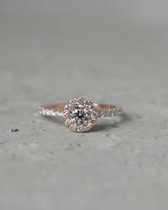 5mm Round Cut <b>Moissanite</b> Halo Engagement <b>Ring</b> | Gold or Silver Solitaire with Accents | Bridal Wedding Fine Jewelry OEM - Product Image 1