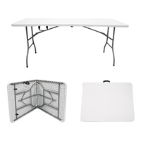 Table pliante robuste en PEHD pour intérieur et extérieur, 180 cm (6 pieds), table à manger pliante, table de massage pliante, table pliante portable