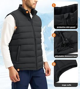 Chaleco Acolchado para Hombre, 100% Poliéster, Invierno, Casual, Transpirable, Personalizado, Alta Calidad, Cierre de Cremallera, Cuello en V, 220g, Tejido, al Mejor Precio - Product Image 2