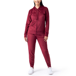 Nuevo Conjunto Deportivo de Terciopelo para Mujer, Sudadera con Capucha y Cremallera Personalizada y Pantalones Deportivos, Conjunto de Dos Piezas Informal para Caminar - Product Image 1
