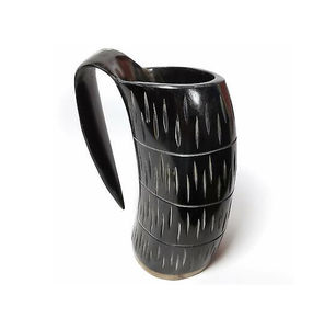 แก้วมักทำจากเขาควายแกะสลักแบบพรีเมี่ยมแก้วฮอร์นสีดำธรรมชาติความจุ200มล. เป็นมิตรกับสิ่งแวดล้อมทำด้วยมือ - Product Image 1