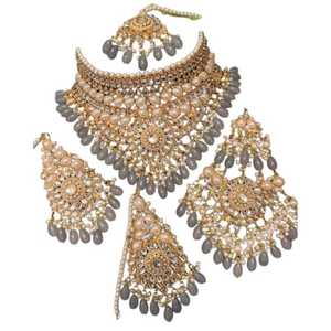 Conjunto de joyería Dubai venta al por mayor diamante artificial moda Bling Iced Out exagerada Boda nupcial conjunto de joyería de lujo AA IMPEX - Product Image 1