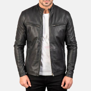 Chaqueta de Motociclista de Cuero PU Negro para Hombre, con Cierre, Estilo Clásico Urbano, Ropa Exterior para Motociclismo - Product Image 1