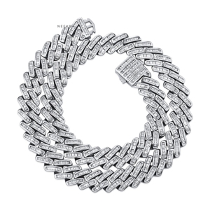Chaîne à maillons cubain Moissanite 12mm coupe baguette-Collier Hip Hop pour hommes, chaîne Streetwear mode Moissanite en argent 925 pour hommes - Product Image 6