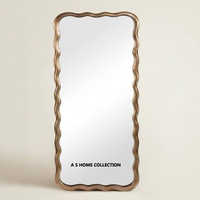 Miroir de luxe de bonne qualité en forme de rectangle, fantaisie, arqué, noir, miroir sur toute la longueur