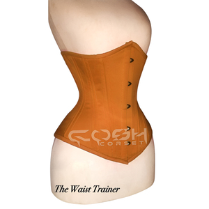 Corset classique en coton rouge à armatures en acier avec fermeture à l'avant |   Disponible en autres couleurs également - Product Image 4