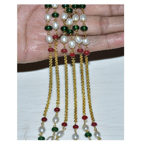 Hermosa Cadena de Rosario de cuentas múltiples de perla de arroz rubí Esmeralda chapada en oro. Cadena De Rosario Rondelle con cuentas de alambre para la fabricación de joyas - Product Image 2