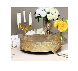 Support à gâteau en aluminium gaufré doré de la meilleure qualité pour les mariages et les fêtes Support à gâteau en métal décoratif supérieur - Product Image 1