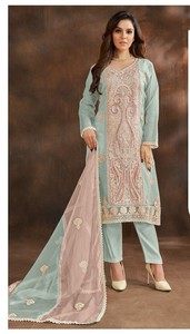 Nueva Organza paquistaní con traje bordado pesado con Pent Stanton con interior Stanton con Organza con Dupatta bordado - Product Image 2