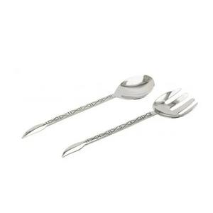 Service à salade en métal de qualité supérieure avec manche en bois, ustensile de service moderne, vaisselle de cuisine, cadeau - Product Image 6