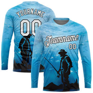 Venta al por mayor de camisetas de pesca de manga larga con logotipo personalizado de secado rápido de alta calidad transpirable poliéster protección solar camisas de pesca - Product Image 3