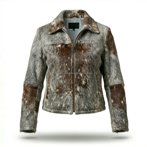 Chaqueta de cuero genuino de piel de cabra con pelo natural para hombre, abrigo de piel auténtica con estampado de pelo animal, venta al por mayor - Product Image 1