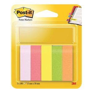 670 Assorted Sticky <b>Bookmarks</b> 5 Pads of 100 Sheets Each 1.5x5cm Post-It Notes - Product Image 1