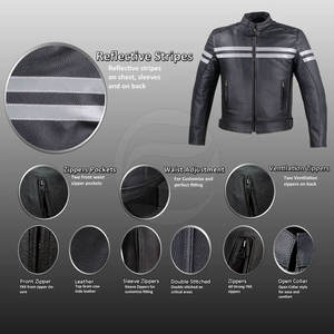 Veste de moto personnalisée la plus vendue veste en cuir de moto vente en gros logo personnalisé veste en cuir de moto pour hommes veste de motard - Product Image 5